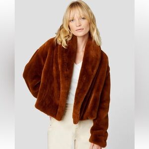 New with tags Blank NYC brown Faux fur jacket in color Eye Candy.  Size L.